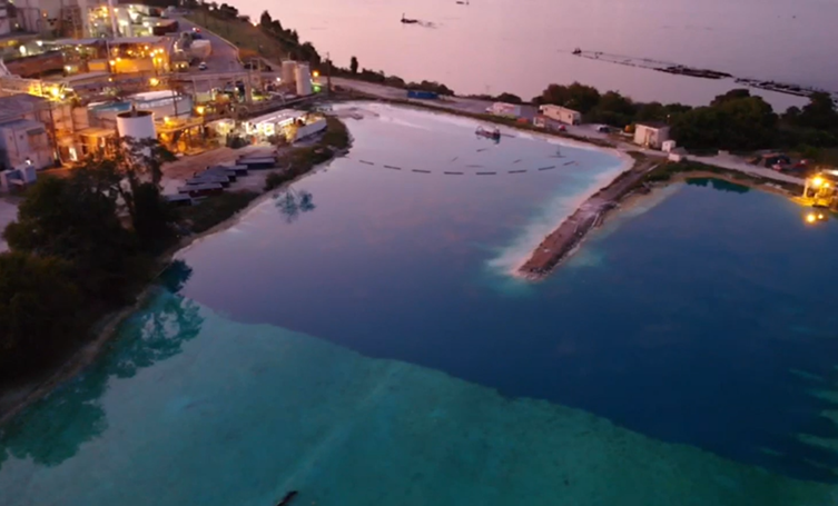 An aerial view of a large body of water