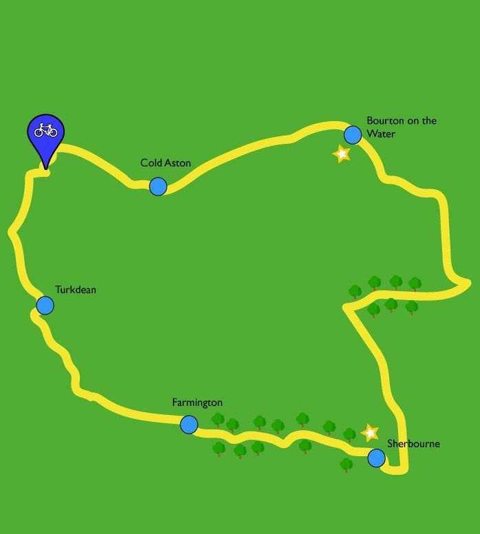 A map showing the location of cold aston