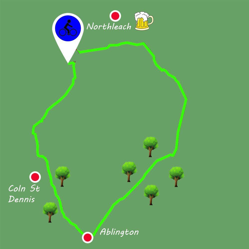 A map showing the location of northleach and addington