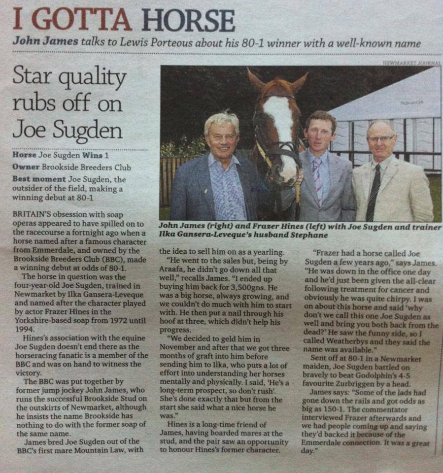 article- Joe Sugden winning on debut