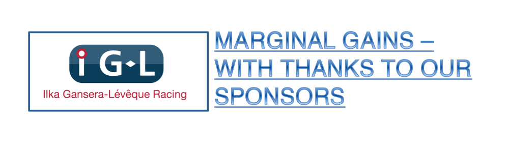 A sign that says marginal gains with thanks to our sponsors
