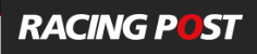 The logo for racing post is black and white