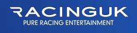 A blue logo for racinguk pure racing entertainment