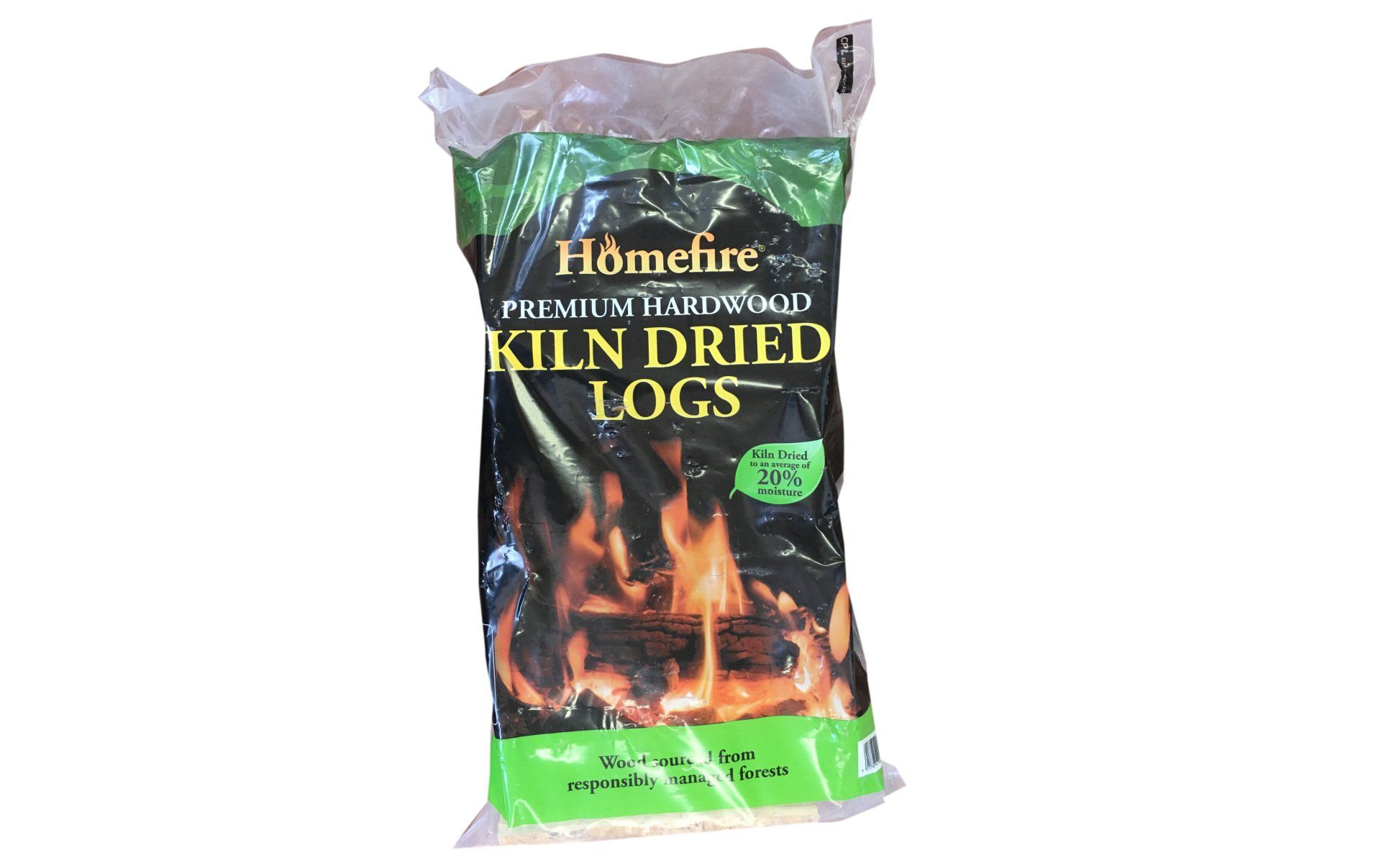 Bag of Homefire premium hardwood kiln dried logs