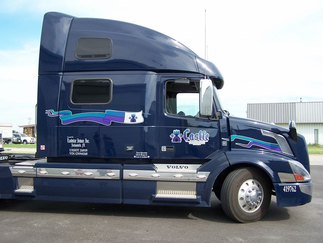 Navy Blue Volvo Truck — Springfield, MO — Stripes and Stuff Graphics