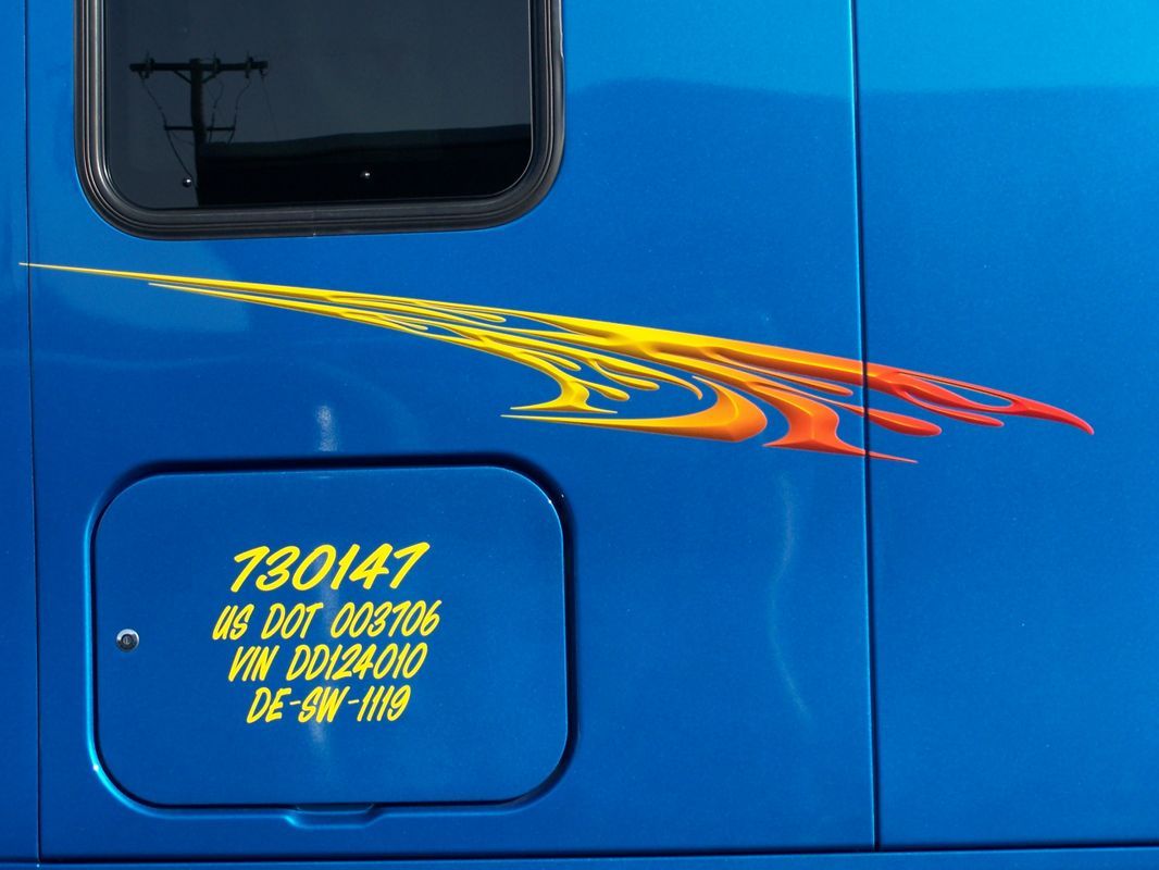 Blue Truck With Red Design — Springfield, MO — Stripes and Stuff Graphics
