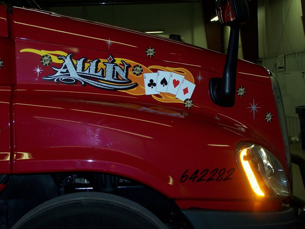 Red Truck With Cards Design — Springfield, MO — Stripes and Stuff Graphics