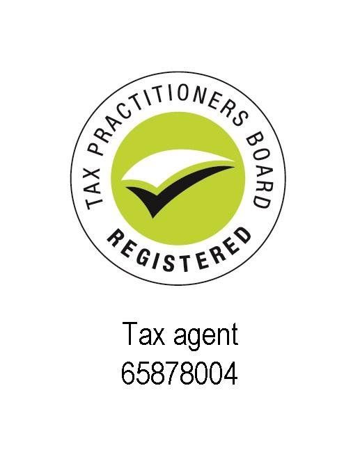 Tax Practitioners Board registered agent logo. Green and white circle with checkmark, text, and agent number.