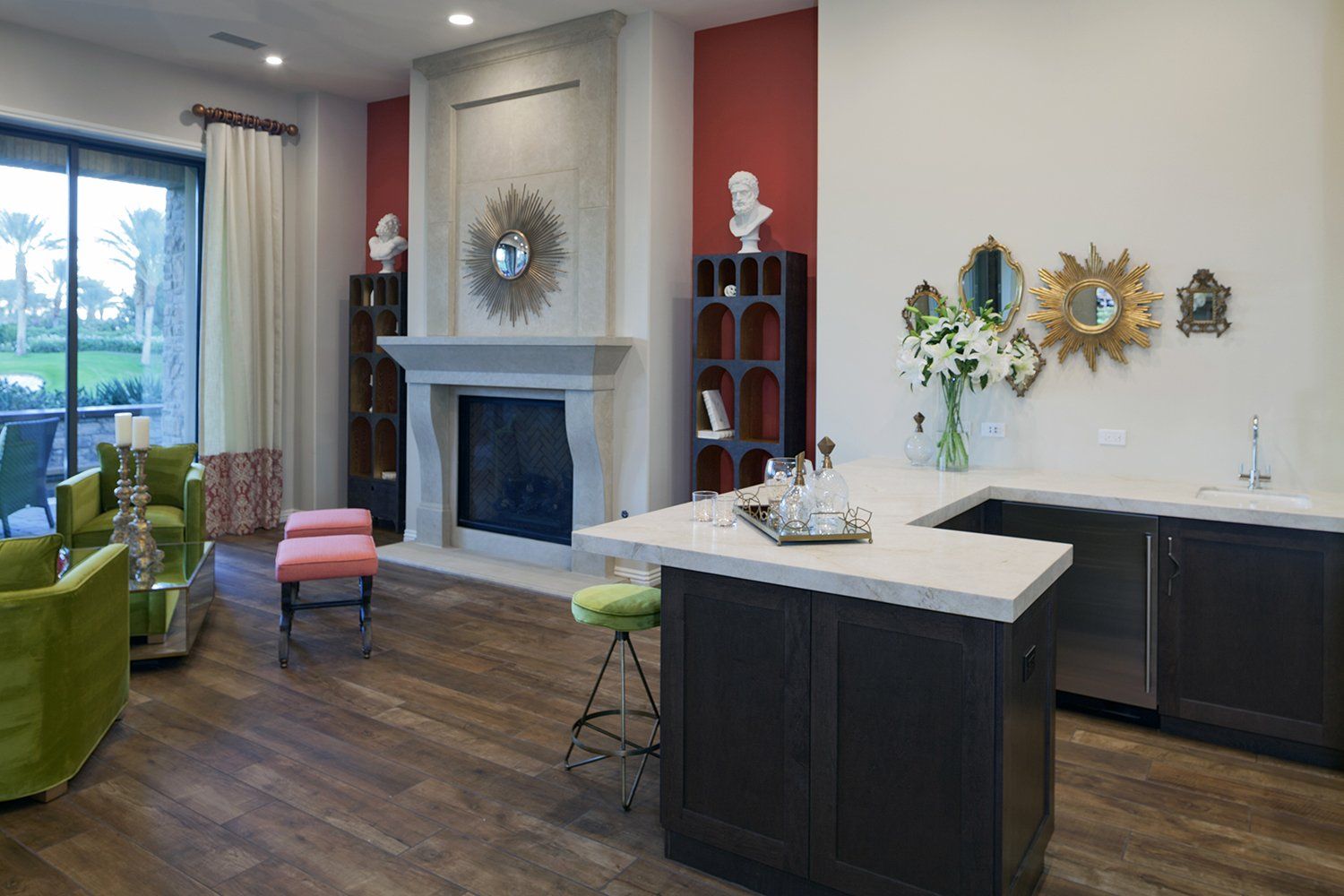 Entertainment Area With Bar Counter - Beaumont, CA - Absolute Cabinets Inc