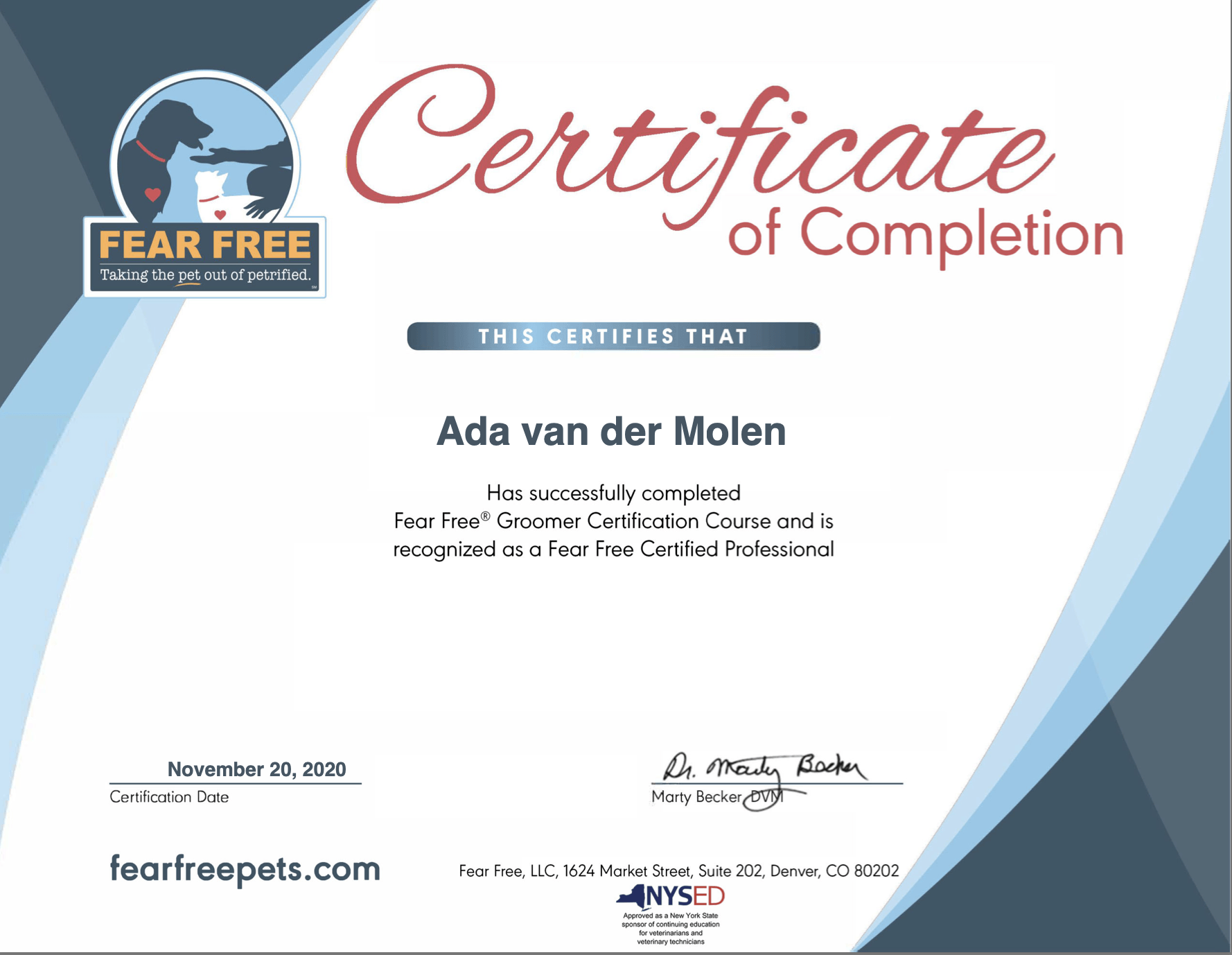 ga naar de website Fear Free Groomer Certification Program