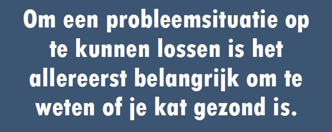 Om een probleemsituatie op te kunnen lossen is het allereerst belangrijk om te weten of je kat gezond is.