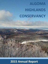 Algoma Highlands Conservancy 2015 annual report cover with mountain landscape