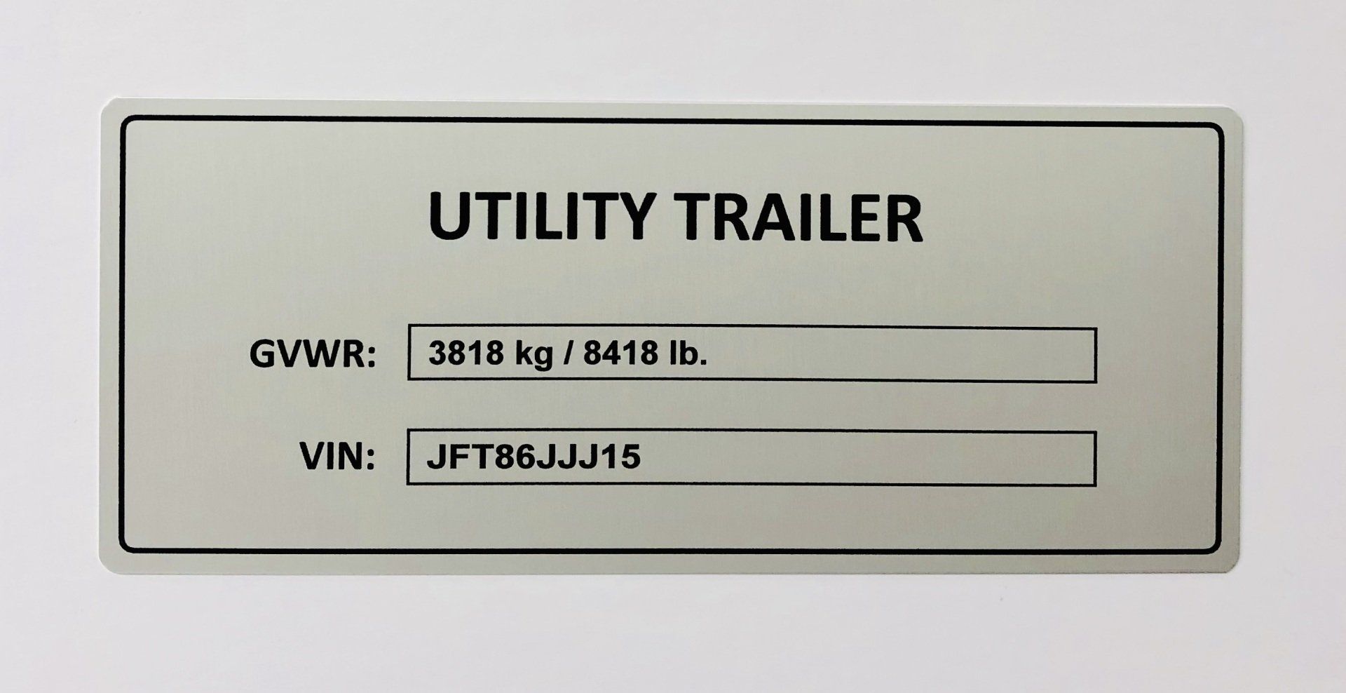 Equipment VIN Custom Plates - Browels ID Solutions