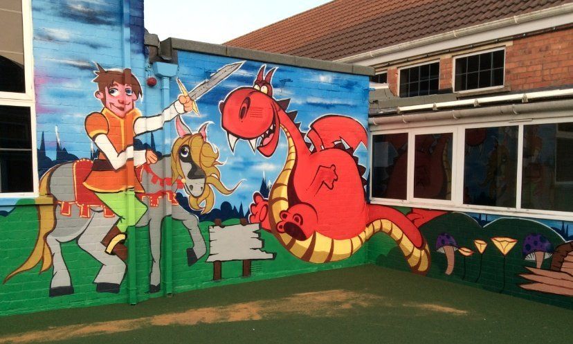 Part of a school graffiti project mural Bristol