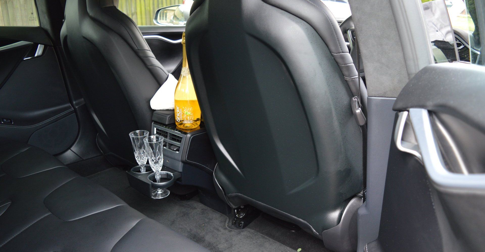 inside a wedding car