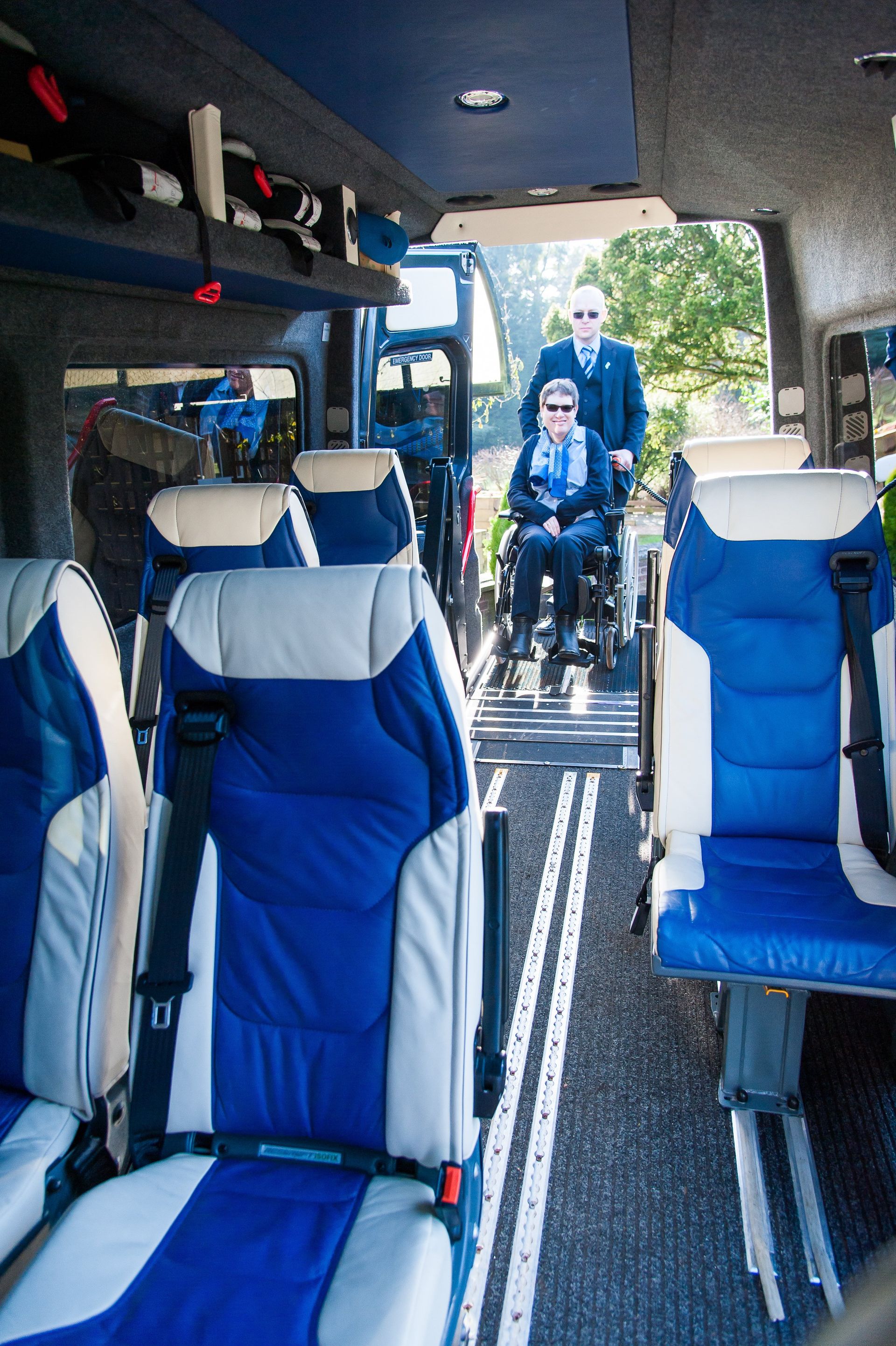inside of accessible minibus