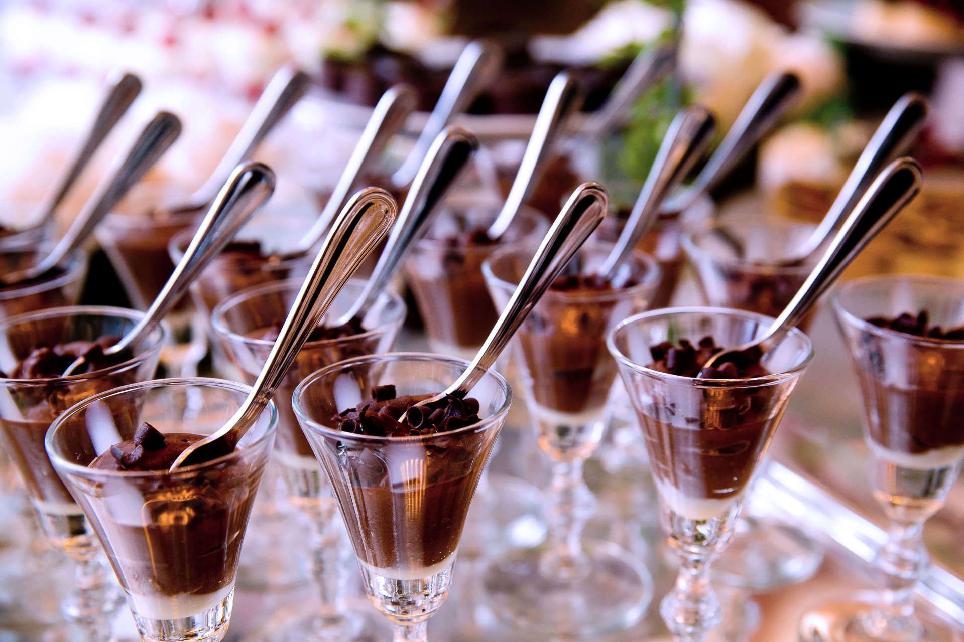 Chocolate Gift — Chocolate Mousse in Fancy Glasses with Spoons in Jasper, IN