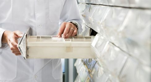 Pharmacist filling prescription