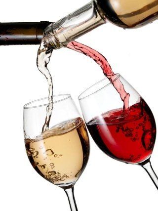 calici di vino rosso e bianco