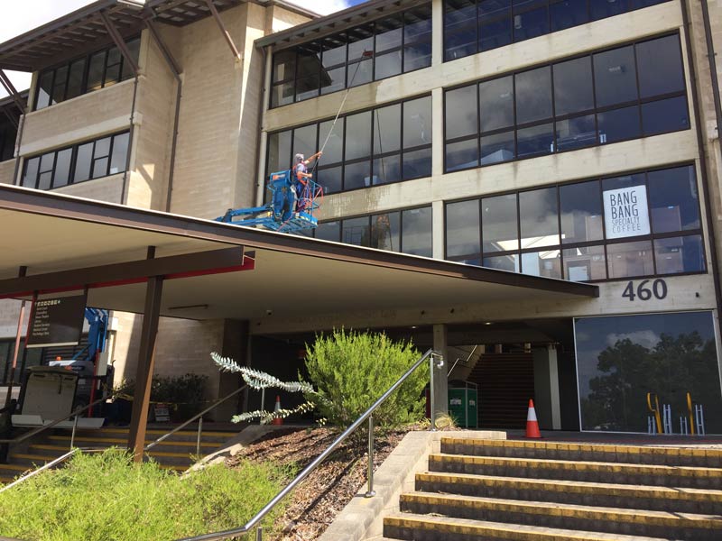 cleaning university windows