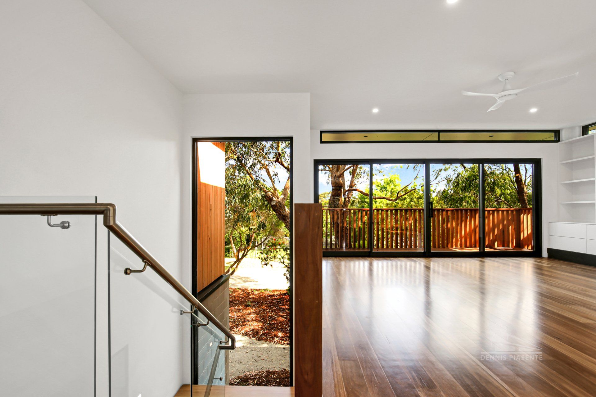 There is a staircase leading up to the second floor of the house.