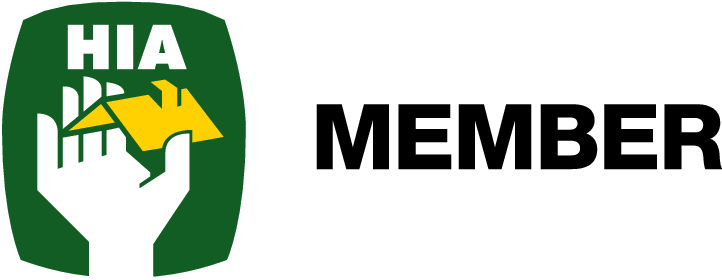 A logo for hia member with a hand holding a card.