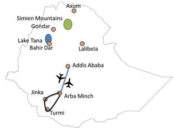 Touring map of Ethiopia