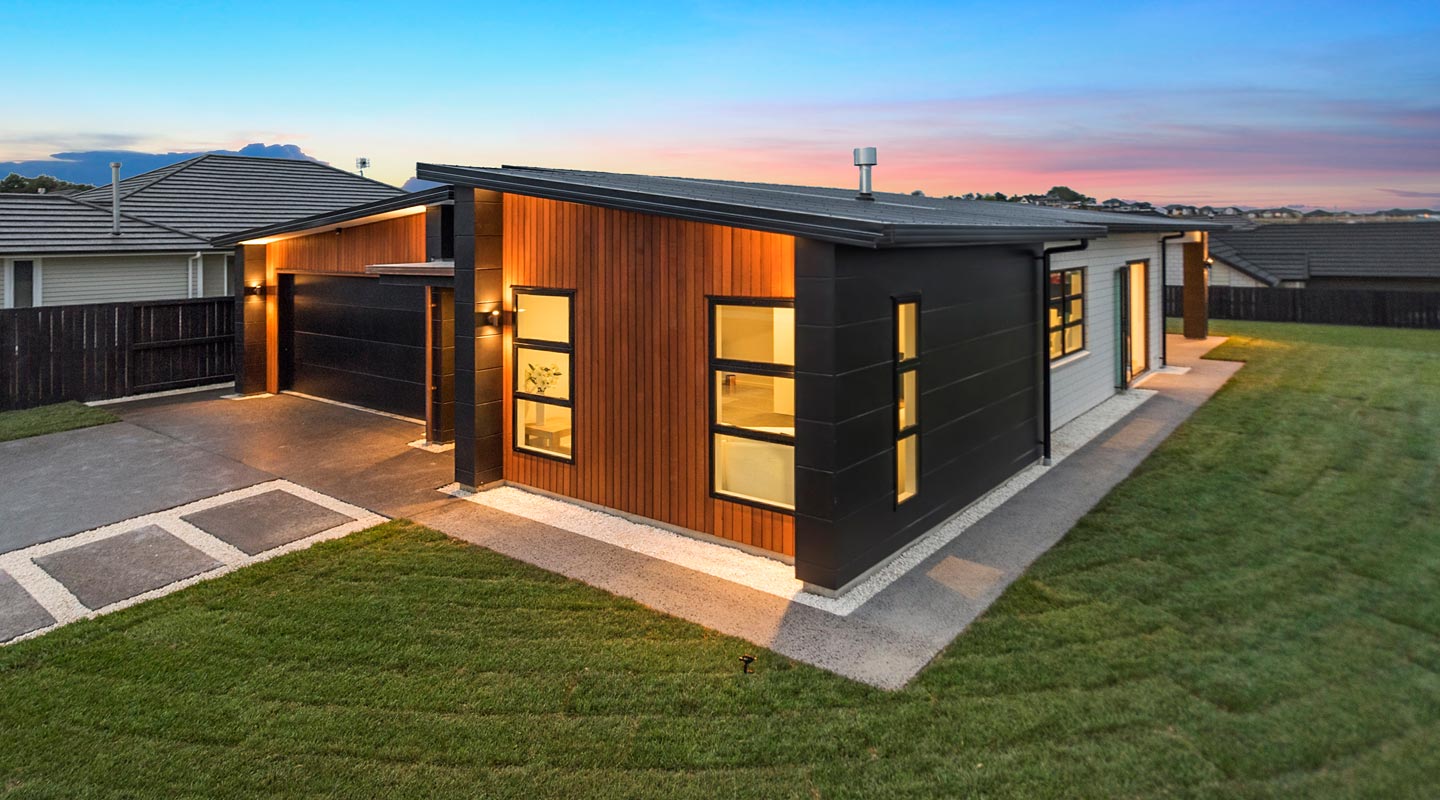 View of a newly constructed house at night