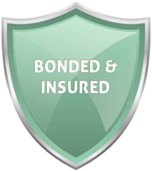 Green shield with text