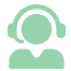 Person with a headset icon, in green.
