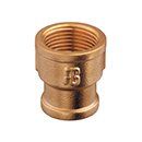 Type 240 A brass, threaded pipe coupling fitting with a wider top opening and narrower bottom section.