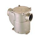Type 1163 A metallic marine water strainer with a circular lid, a vertical cylindrical body, and two side ports.