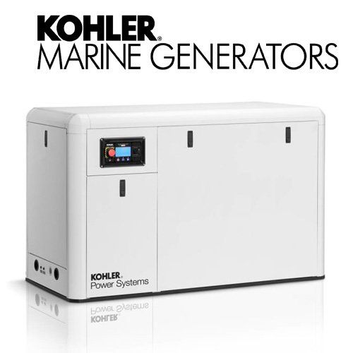 A white Kohler marine generator unit with a digital control panel, displayed against a plain white background.