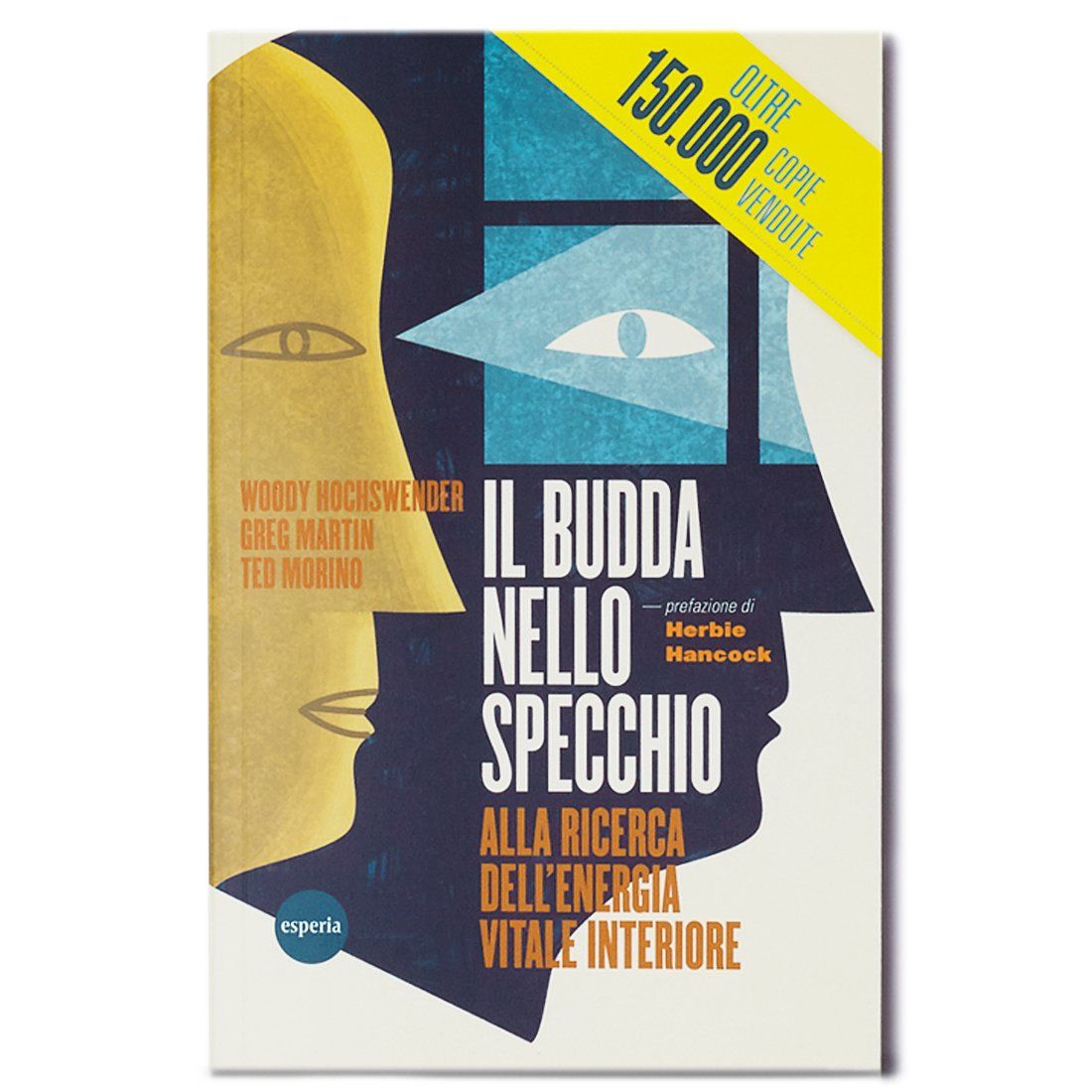 Un libro intitolato il budda nello specchio ha sulla copertina la foto del volto di un uomo