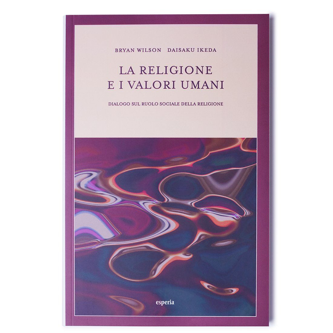A purple book titled la religione ei valori umani