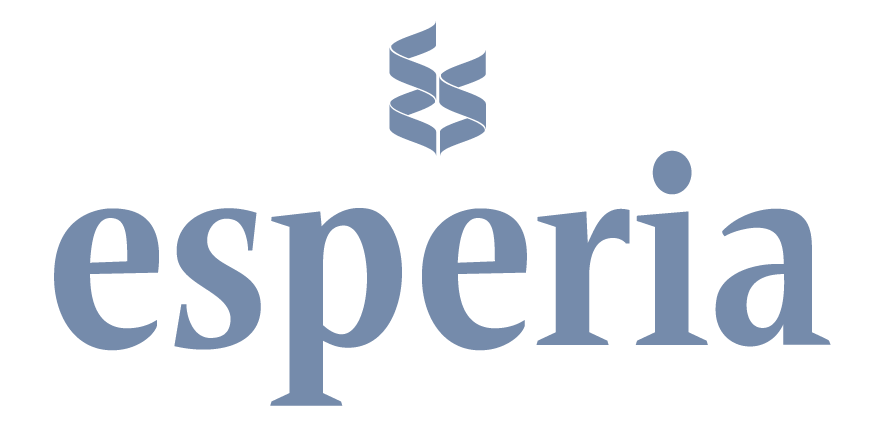 Un logo blu per un'azienda chiamata espera