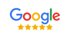 Google logo with five gold stars below it