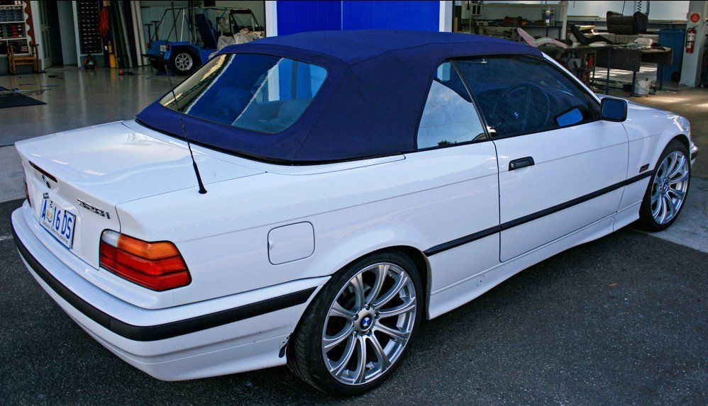 blue and white car