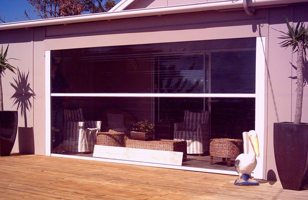 living room with Clear Blinds
