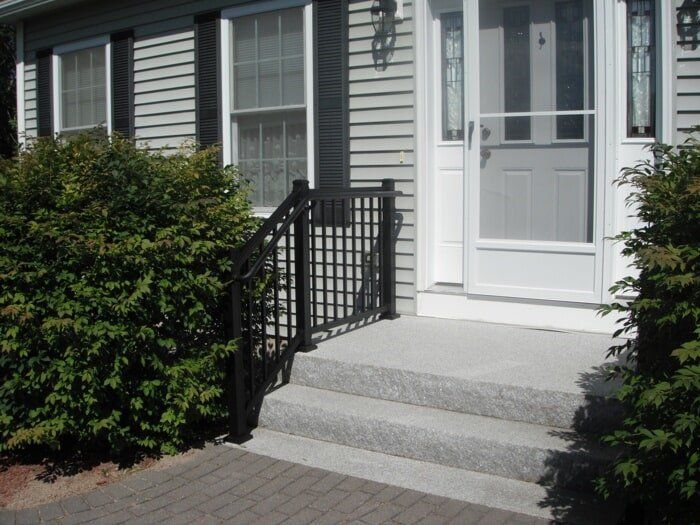 Stairs with Black Aluminum Handrail — Barrington, NH — 125 Maintenance & Fence Inc