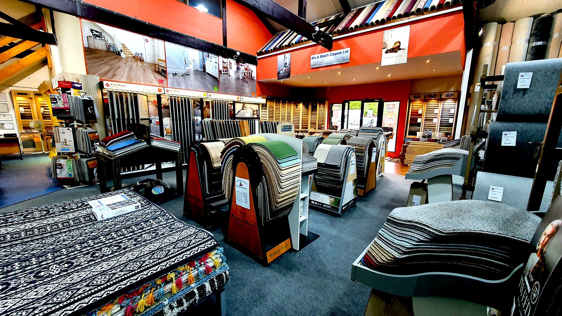 Expansive carpet and hard flooring showroom