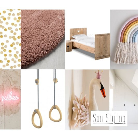 Moodbooard meisjes kinderkamer.