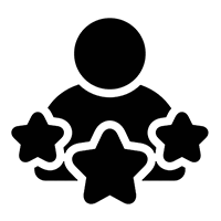 icon of a person holding up 3 stars