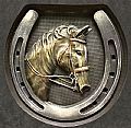 horse memorial with engraved horse and horsehoe