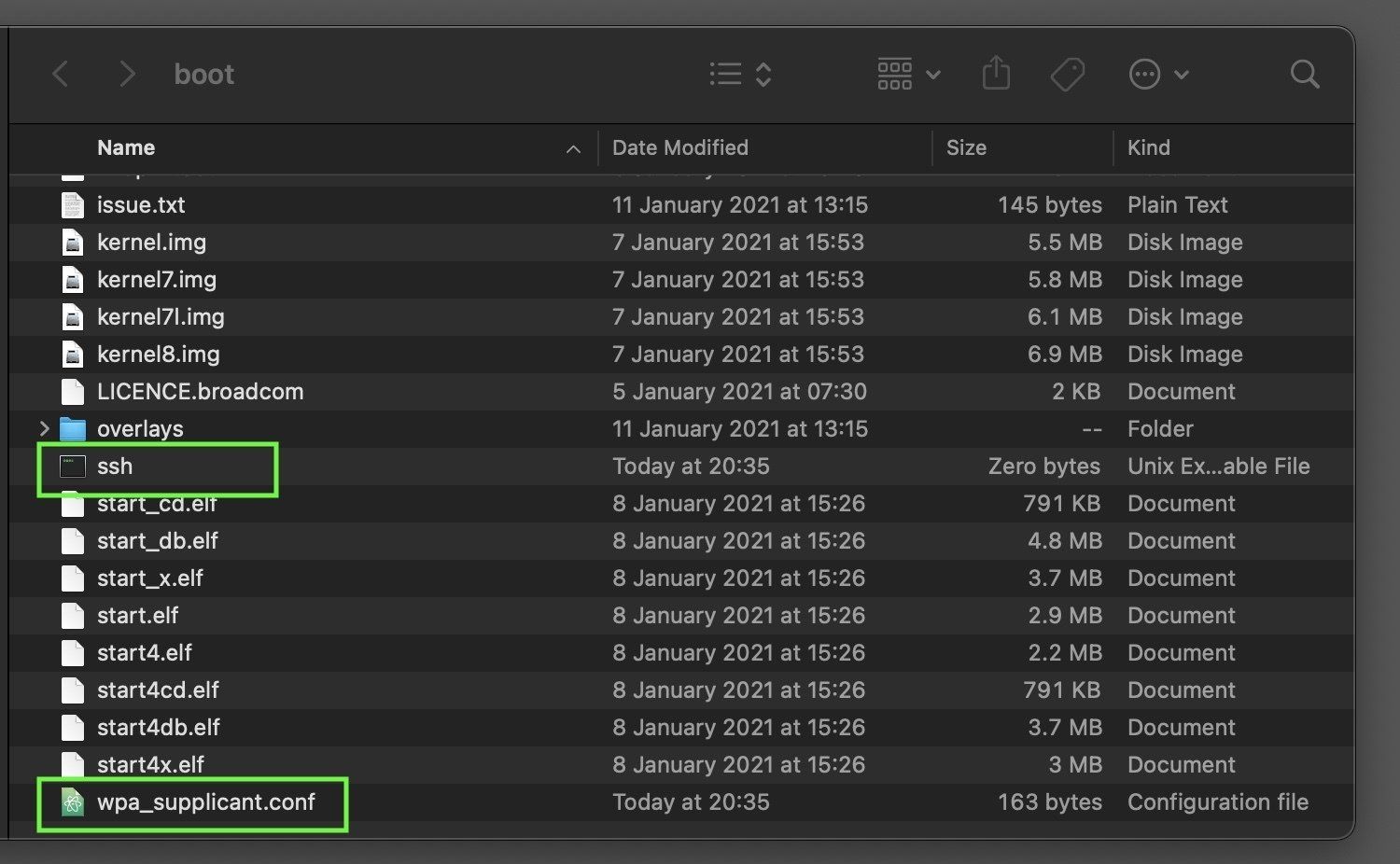 File explorer window showing a list of files and folders, with the 
