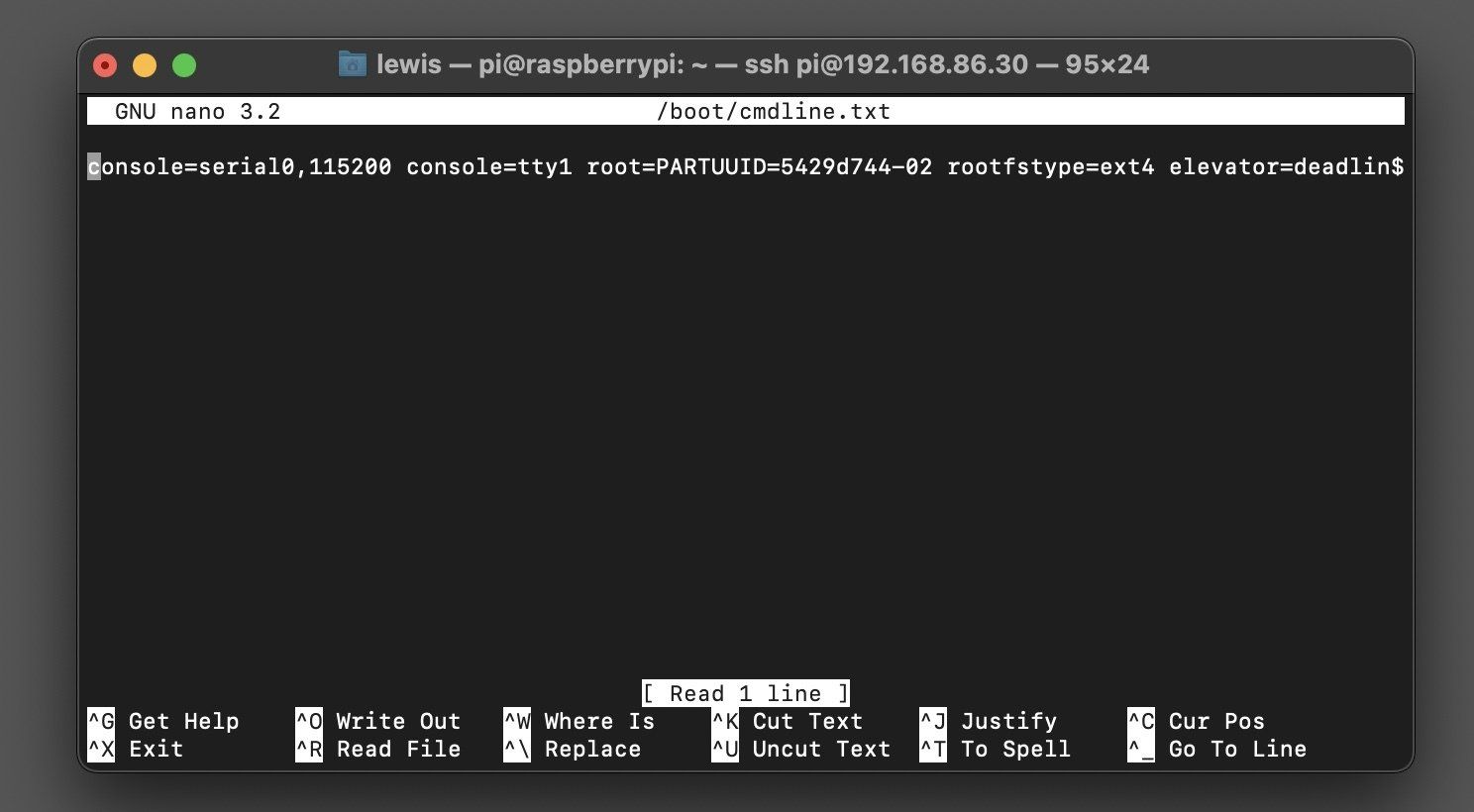 Terminal window displaying a Metasploit Framework command-line interface on a Raspberry Pi host.
