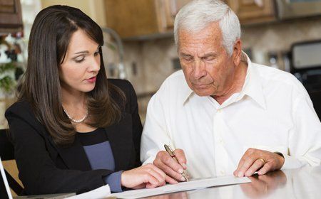 Old man with lawyer