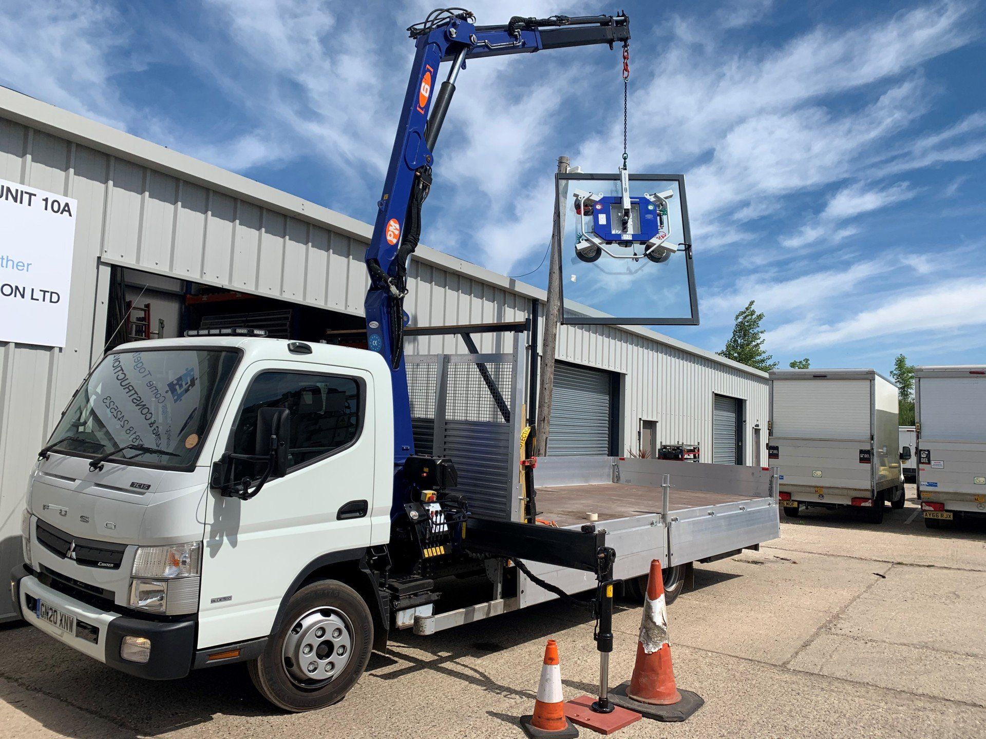 crane lifting glass