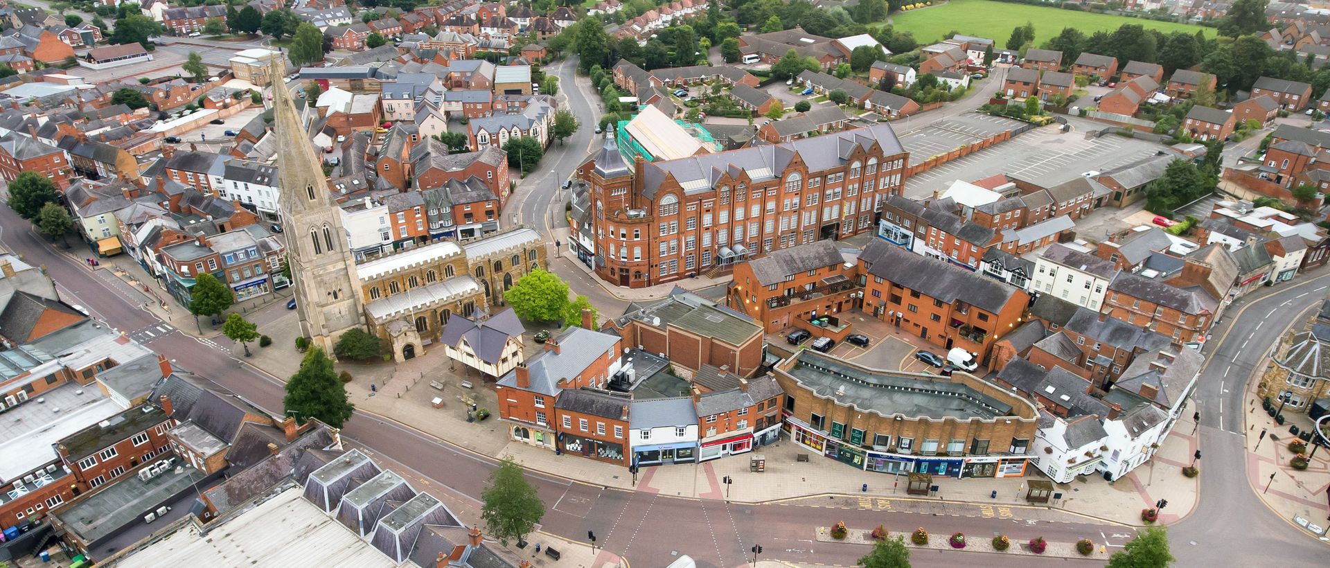 Market Harborough town center - Drone photograph
