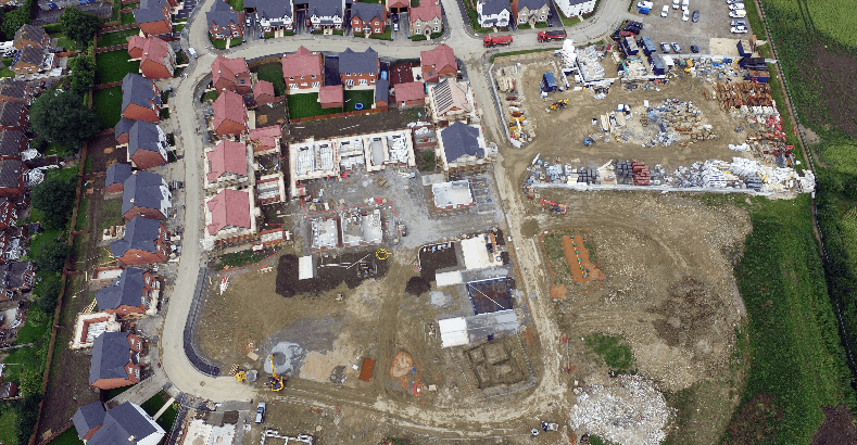 Aerial photo of a building site - drone